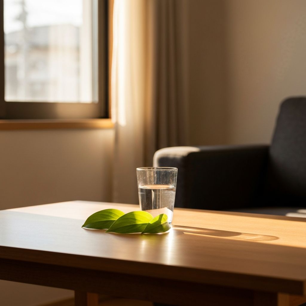 Morning sunlight through window with natural elements